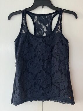 abercrombie kids Navy Floral Lace Racerback Tank